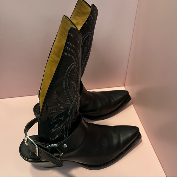 R13 TALL HALF HARNESS COWBOY BOOT IN BLACK SIZE 38, 8 Offers Accepted - Picture 4 of 17